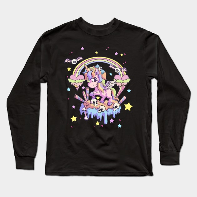 Unicorn Pastel Goth Cute Creepy Gothic Kawaii Menhera Wiccan Long Sleeve T-Shirt by Blink_Imprints10